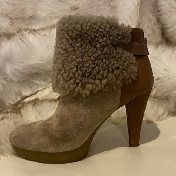 Taupe Suede genuine Leather beautiful Ankle Boots BEAUTIFUL - Picture 4 of 16